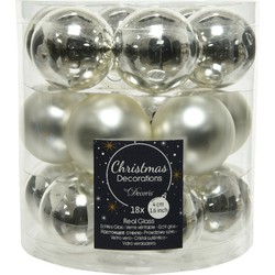 18x stuks kleine glazen kerstballen zilver 4 cm mat/glans - Kerstbal