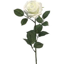 Bellatio Design Kunstbloem Roos Dijon - 64 cm - wit - kunst zijde - Kunstbloemen