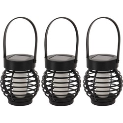 Set van 3x stuks zwarte solar LED lantaarns 11 cm - Lantaarns