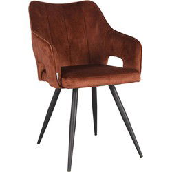 LABEL51 Eetkamerstoel Noud - Rust - Velours - Black Frame