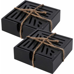 Onderzetters voor glazen - 8x - Vierkant - hout - zwart - 10 x 10 cm - Glazenonderzetters