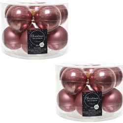 Kerstboomversiering oud roze kerstballen van glas 6 cm 20x stuks - Kerstbal