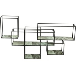 PTMD Laiko White metal wall rack with marble print rect