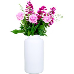 Floran Bloemenvaas Milan - mat wit glas - D15 x H30 cm - melkbus vaas met smalle hals - Vazen