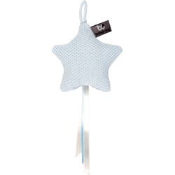 Baby's Only Gebreide decoratie hanger ster Robust - Decoratieve accessoires - Poederblauw - Met ophanglusje