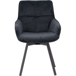 Stoel Velvet Zwart - Draaibaar - 58x61x86cm - Shannon - Giga Meubel - Set van 2