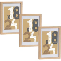 3x stuks houten fotolijst bruin geschikt voor een foto van 18 x 24 cm of 21 x 30 cm - Fotolijsten