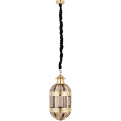 PTMD Hanglamp Mikk - 31x31x71 cm - Glas - Messing