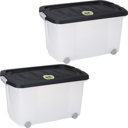 3x Stuks Opberg boxen/dozen met wieltjes - kunststof - 60 x 39 x 32 cm - Opbergbox