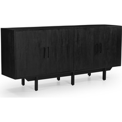 Dressoir Zwart - Mangohout - 180x40x80cm - Dressoir Jip
