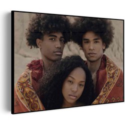 Muurwerken Akoestisch Schilderij - Afro's in de Woestijn met Persisch tapijt - Geluidsdempend Wandpaneel - Wanddecoratie - Geluidsisolatie - PRO (AW 0.90) S (70x50)
