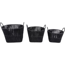 Present Time - Basket Set Store, Set of 3 - Zwart