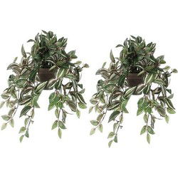 Mica Decorations Kunstplant Tradescantia vader hangplant - 2x - 45 cm - Kunstplanten