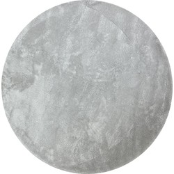 Tapijtenloods Samba Soft Fluffy Vloerkleed Laagpolig Zilver Grijs- 80 CM ROND