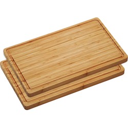 2x Rechthoekige dikke bamboe houten snijplanken 27 x 45 cm - Snijplanken