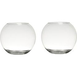 Hakbijl Glass Bol vaas/terrarium - Set van 2x stuks - D30 x H23 cm - transparant glas - Vazen