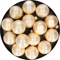 40x stuks glazen kerstballen champagne mix 6 cm glans en mat - Kerstbal