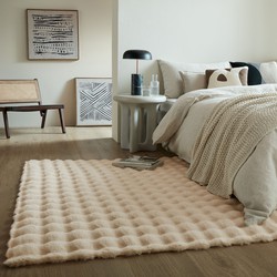 Hoogpolig Vloerkleed - Waffle - Ivoor / Creme - 80 x 150 cm