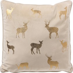 Textino DEER - Sierkussen 45x45 cm - velvet - kerst - Whisper White - wit - Textino