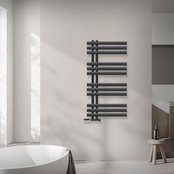 Badkamerradiator middenaansluiting 500x1000 mm antraciet met muuraansluitset LuxeBath