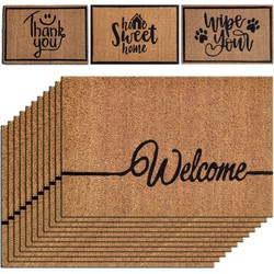 SVJ Deurmat ''Welcome'' Rechthoekig - 40x60 cm - Bruin - Set van 10