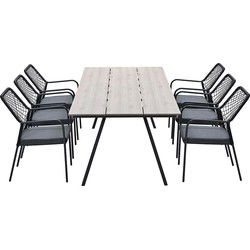 Garden Impressions Ross tuinset 7-delig zwart - Braga tuintafel 220x100 cm