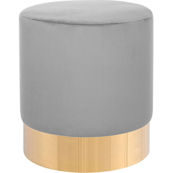 SOPHIA  - Poef - Lichtgrijs - 39 cm - Fluweel