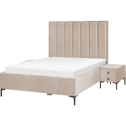 SEZANNE  - Slaapkamerset - Taupe - 140 x 200 cm - Fluweel