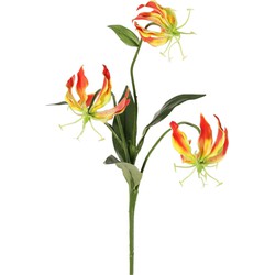 Lelie gloriosa klimlelie 'mini', met bloemen bladeren fuch/oran kunstbloem zijde nepbloem