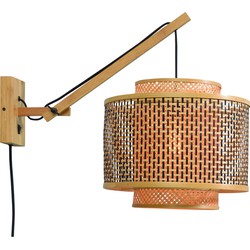 Wandlamp Bhutan - Bamboe/Zwart - 55x44x45cm