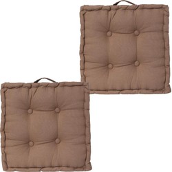 Atmosphera Vloerkussen Square - 2x - taupe - katoen - 38,5 x 38,5 x 8 cm - vierkant - Extra dik - Vloerkussens