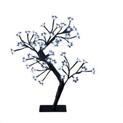 Verlichte boom - 2 stuks - zwart - H45 cm - helder wit - metaal - kerstverlichting figuur