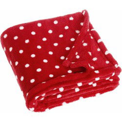Fleece deken met rode stippen design - 75 x 100 cm - polyester - Plaids