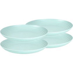 Plasticforte Camping bord - rond - 4x - D25 cm - mintgroen - kunststof - Dinerborden