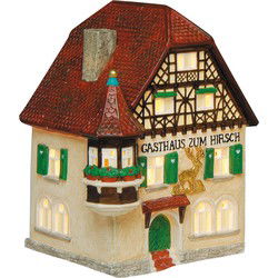 Wurm Lichthaus "Gasthaus zum Hirsch" van porselein, veelkleurig (B/H/D) 14x19x10cm