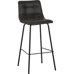 LABEL51 Barkruk Bistro - Antraciet - Micro Suede - Zithoogte 78