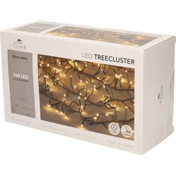 1x Clusterverlichting met timer en dimmer 960 leds warm wit 12,5 m - Kerstverlichting kerstboom