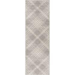 Safavieh Modern Plaid Indoor Woven Area Rug, Adirondack Collection, ADR129, in Light Grey & Ivory, 76 X 244 cm