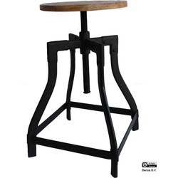 Benoa Dale Iron Revolving Stool 35 cm Iron stand black, wooden standaard finish