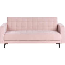 Beliani ABERDEEN - Driezitsbank-Roze-Fluweel