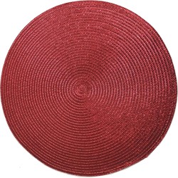 Ronde Placemats metallic kerst rood look diameter 38 cm - Placemats