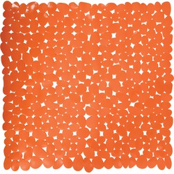 MSV Douche/bad anti-slip mat - badkamer - pvc - oranje - 54 x 54 cm - Badmatjes