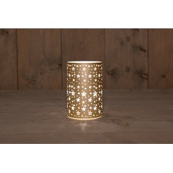 Cylinder Glass Matt Gold With Stars 10X15Cm / 8Led Warm