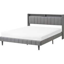 BEAULIEU - Tweepersoonsbed met opbergruimte - Donkergrijs - 160 x 200 cm - Stof