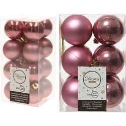 Kerstversiering kunststof kerstballen oud roze 4-6 cm pakket van 40x stuks - Kerstbal