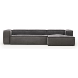 Kave Home - 4-zitsbank Blok met chaise longue rechts in groen ribfluweel/corduroy 330 cm