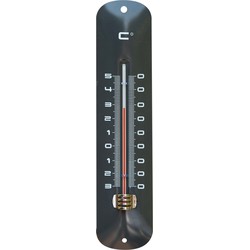 Binnen/buiten thermometer grijs van metaal 6.5 x 30 cm - Buitenthermometers
