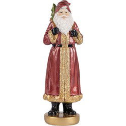 Clayre & Eef Kerstdecoratie Beeld Kerstman Rood Kunststof