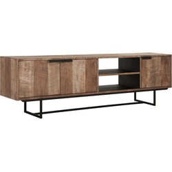 DTP Home TV stand Odeon No.2, 3 doors, 2 open racks,60x200x40 cm, recycled teakwood