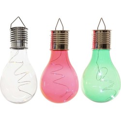 3x Buitenlampen/tuinlampen lampbolletjes/peertjes 14 cm transparant/groen/rood - Buitenverlichting